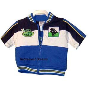BOYZ Wear by NANNETTE 12M Short Sleeve Skate Jacket Toddler Boys Blue White NEW